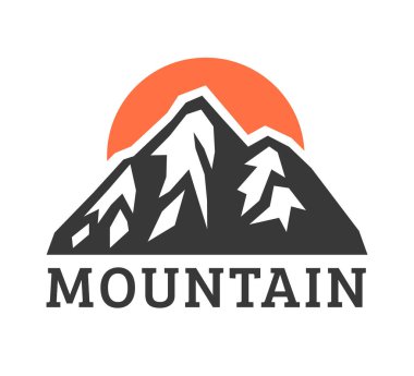 El çizimi dağ izole edildi. Vector Illustration Kayak Tesisi Logosu. Kamp elementi kış manzarası çizimi