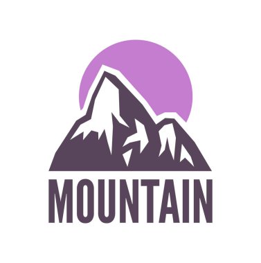 El çizimi dağ izole edildi. Vector Illustration Kayak Tesisi Logosu. Kamp elementi kış manzarası çizimi