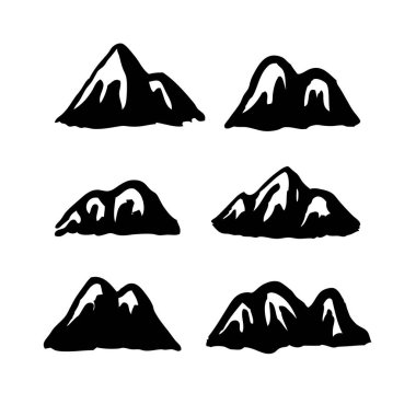 El boyası dağı izole edildi. Vector Illustration Kayak Tesisi Logosu. Kamp elementi kış manzarası çizimi