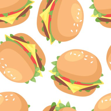 El Çizimi Çizimi Çizimi Çizim Burger. Fast Food Vector Çizimi. Lezzetli İmaj Yemekleri. Düz Biçim Koleksiyonu