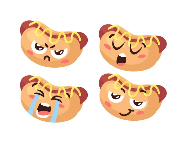 Dibujado Mano Ilustración Dibujos Animados Hot Dog Emoji Comida Rápida — Archivo Imágenes Vectoriales