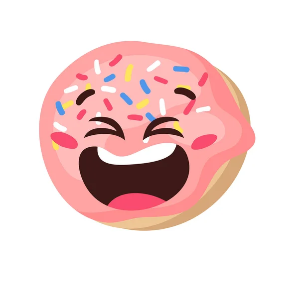 손으로 일러스트레이션 Donut Emoji 패스트푸드 Vector Drawing Sweet Emoticon 맛좋은 — 스톡 벡터