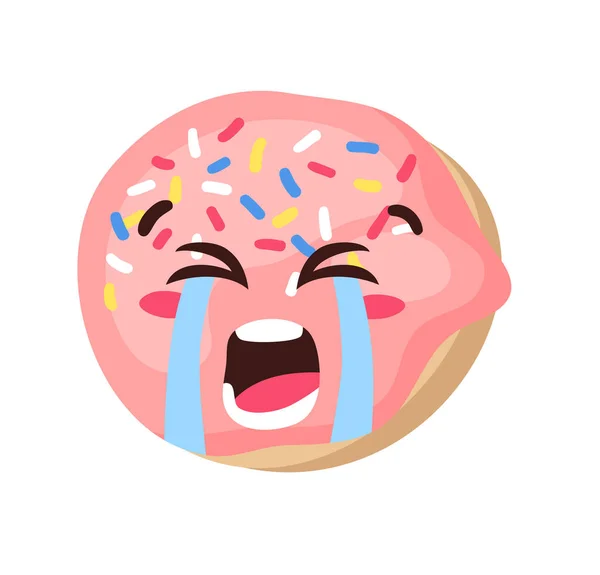 Handgezeichnete Cartoon Illustration Donut Emoji Fast Food Vector Drawing Sweet — Stockvektor