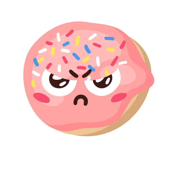 Ручной Рисунок Карикатуры Donut Emoji Вектор Быстрого Питания Рисование Сладкий — стоковый вектор