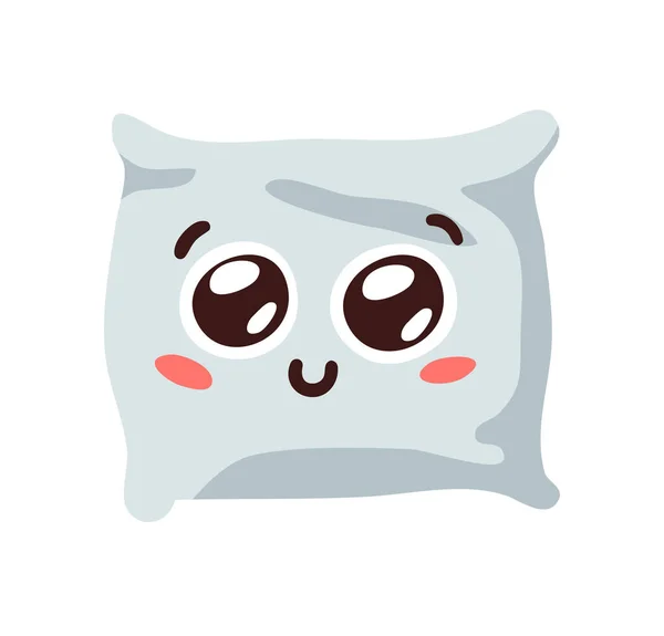 Hand Drawn Funny Pillow Emoji Cartoon Character Sleeping Element Emoticon — Stock Vector