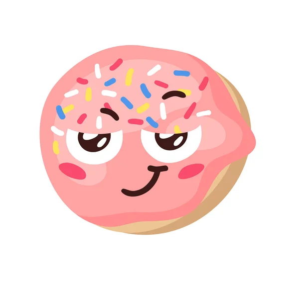 손으로 일러스트레이션 Donut Emoji 패스트푸드 Vector Drawing Sweet Emoticon 맛좋은 — 스톡 벡터