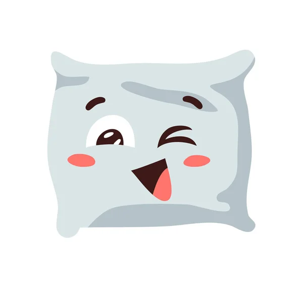 Ręcznie Narysowana Zabawna Poduszka Emoji Postać Kreskówki Emoticon Sleeping Element — Wektor stockowy