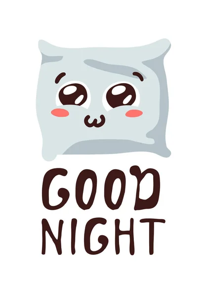 Hand Drawn Funny Pillow Emoji Cartoon Character Sleeping Element Emoticon — Stock Vector