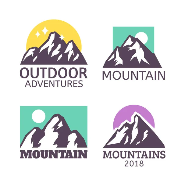 손으로 고립되어 Vector Illustration Ski Resort Logo 우림의 풍경을 — 스톡 벡터