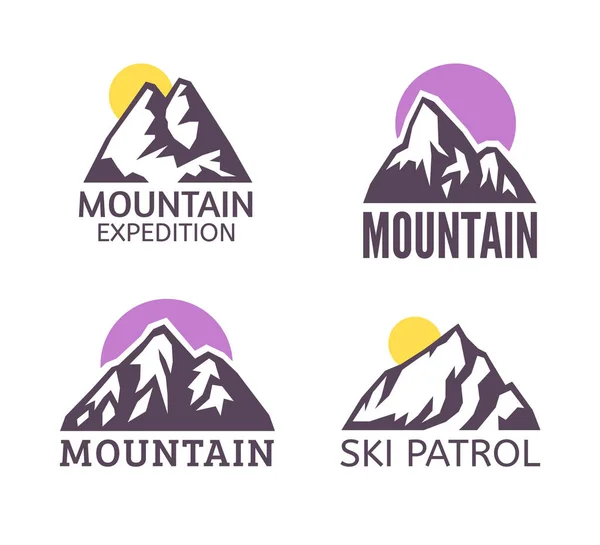 Montaña Dibujada Mano Aislada Vector Illustration Ski Resort Logo Dibujo — Archivo Imágenes Vectoriales