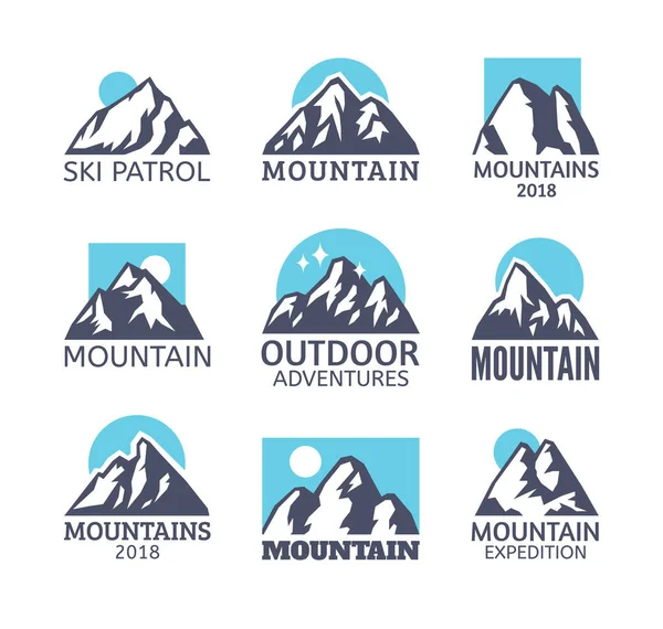 손으로 고립되어 Vector Illustration Ski Resort Logo 우림의 풍경을 — 스톡 벡터