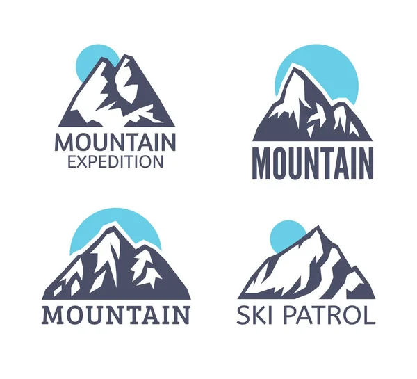 Montagne Dessinée Main Isolée Illustration Vectorielle Logo Station Ski Dessin — Image vectorielle