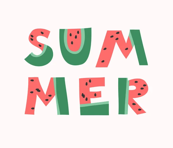 Dessin Animé Funny Watermelon Font Alphabet Fruits Vectoriels Dessinés Main — Image vectorielle