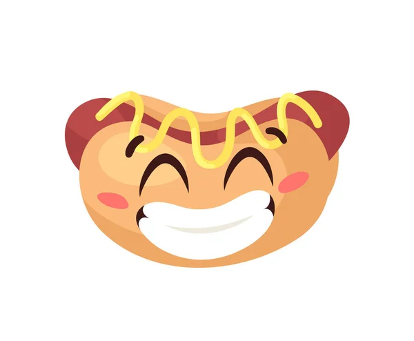 Ręcznie Rysowane Ilustracja Kreskówki Hot Dog Emoji Fast Food Wektor — Wektor stockowy