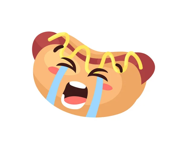 Χειροποίητη Απεικόνιση Κινουμένων Σχεδίων Hot Dog Emoji Fast Food Vector — Διανυσματικό Αρχείο