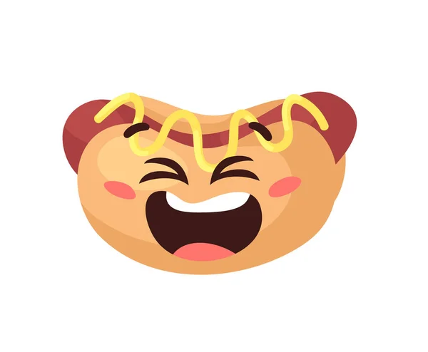Handgezeichnetes Cartoon Illustration Hot Dog Emoji Fast Food Vector Drawing — Stockvektor