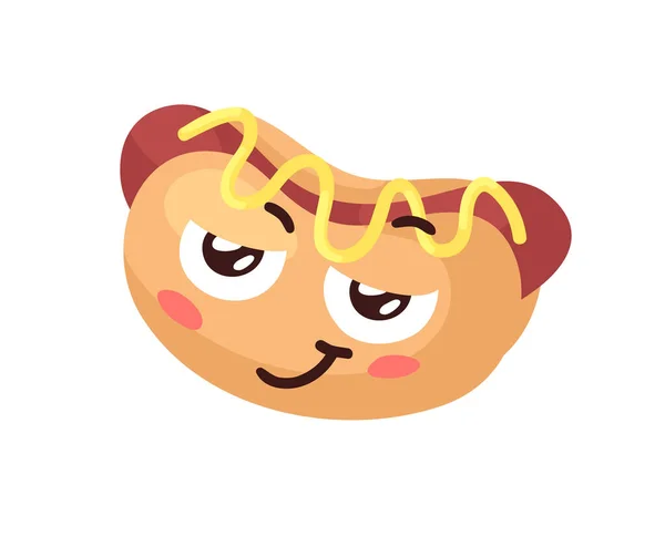 Ręcznie Rysowane Ilustracja Kreskówki Hot Dog Emoji Fast Food Wektor — Wektor stockowy