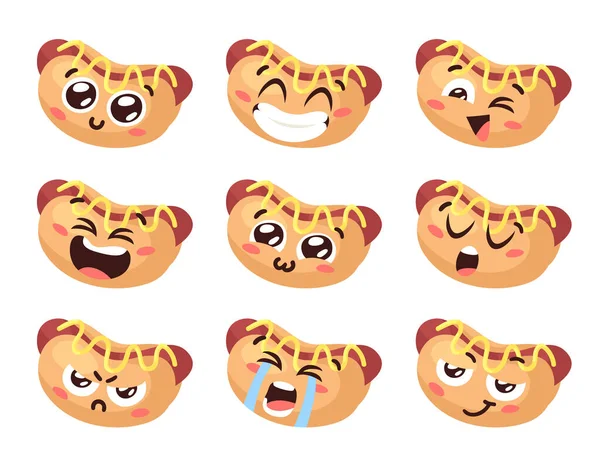 Hand Tecknad Tecknad Illustration Varmkorv Emoji Snabb Mat Vektor Ritning — Stock vektor