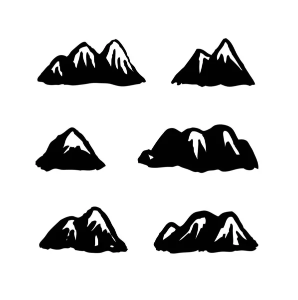Hand Drawn Paint Mountain Isolated Vector Illustration Ski Resort Logo — Stock Vector