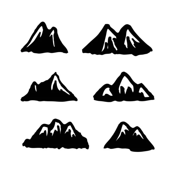 Handritade Målning Berg Isolerad Vektor Illustration Skidanläggningens Logotyp Ritning Camping — Stock vektor