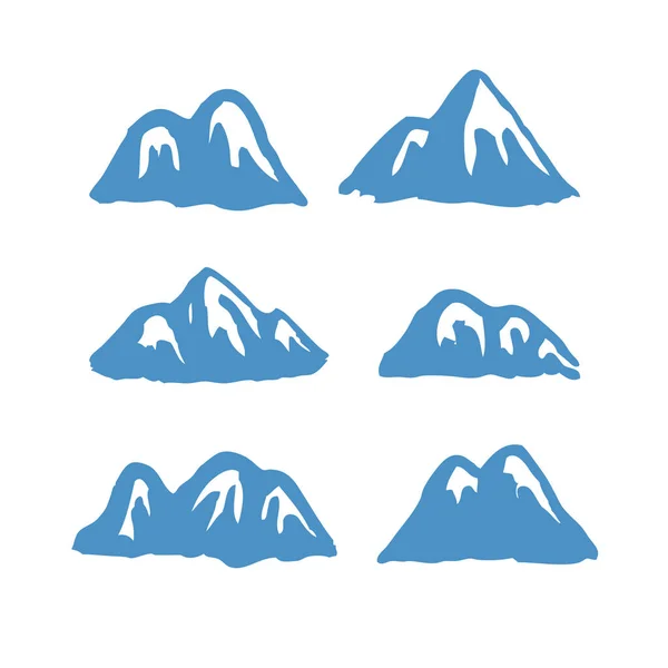 Montanha Pintura Desenhada Mão Isolada Vector Ilustração Ski Resort Logo — Vetor de Stock