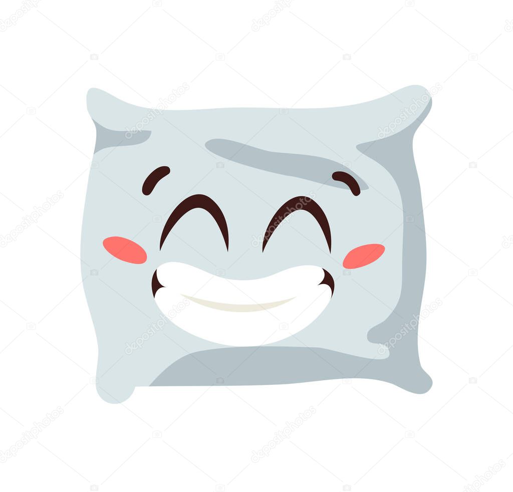 Hand Drawn Funny Pillow Emoji. Cartoon Character Sleeping Element Emoticon. Facial Expression Vector Illustration.