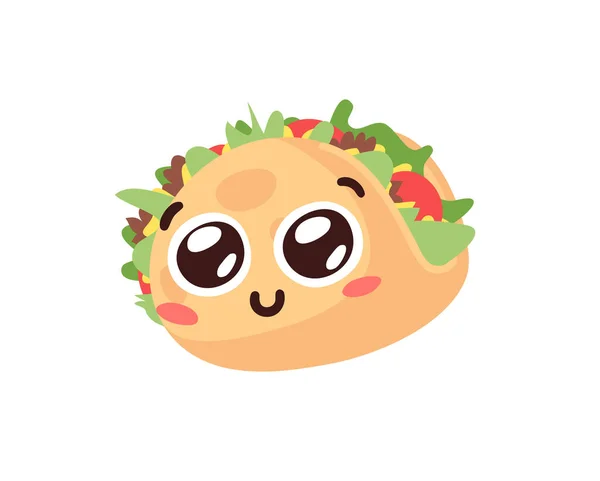 Handritad Tecknad Illustration Tacos Emoji Snabb Mat Vektor Ritning Emoticon — Stock vektor