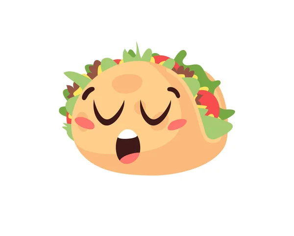 Illustrazione Del Fumetto Disegnato Mano Tacos Emoji Disegno Vettoriale Fast — Vettoriale Stock