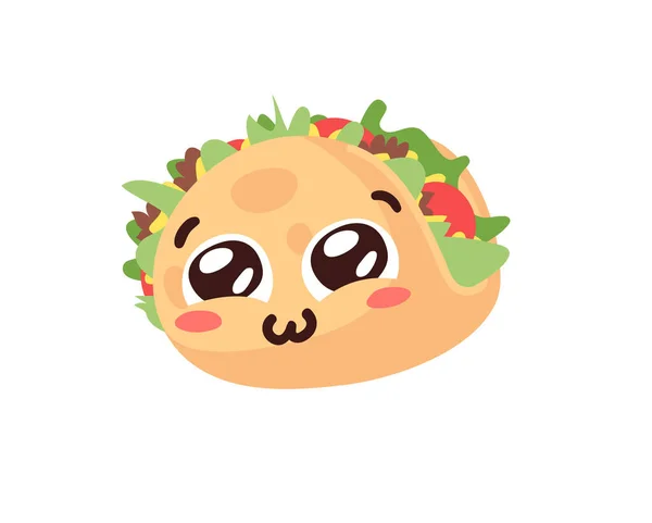 Handritad Tecknad Illustration Tacos Emoji Snabb Mat Vektor Ritning Emoticon — Stock vektor