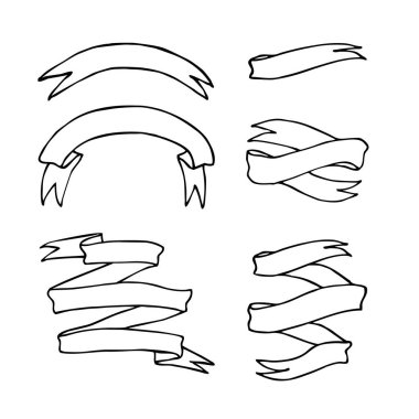 Kadın Siyah ve Beyaz Mürekkep Kurdeleleri. Tasarım için el yapımı Vektör Nesneleri. El çizimi Moda Düğün illüstrasyonu