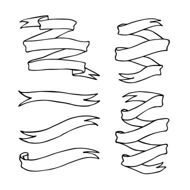 Kadın Siyah ve Beyaz Mürekkep Kurdeleleri. Tasarım için el yapımı Vektör Nesneleri. El çizimi Moda Düğün illüstrasyonu