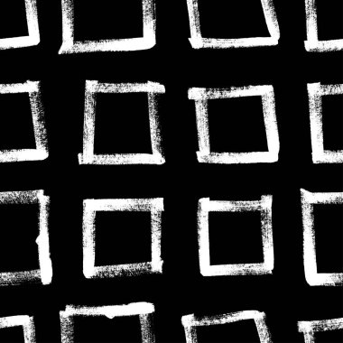Siyah beyaz kareler çizerek kusursuz desenler çiz. El çizimi soyut illüstrasyon grunge elementleri. Tasarım için vektör soyut nesneler 