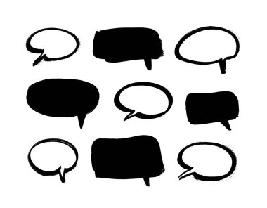 Vektör sanat illüstrasyonu grunge konuşma balonları. Tasarım için el çizimi nesneler. Soyut fırça çizimi. 