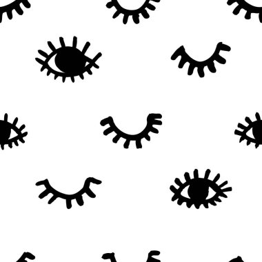 El çizimi moda çizimi göz ve kirpikleri. Yaratıcı mürekkep işi. Gerçek vektör makyaj çizimi 