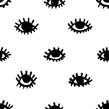 El çizimi moda çizimi göz ve kirpikleri. Yaratıcı mürekkep işi. Gerçek vektör makyaj çizimi 