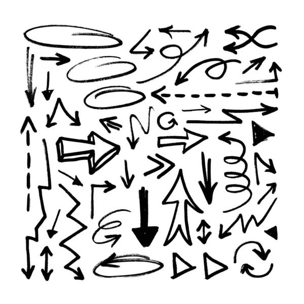 Vector Art Illustration Grunge Arrows Set Hand Drawn Paint Object — Vettoriale Stock