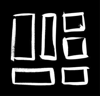 Siyah beyaz karelerden oluşan bir çizim seti. El çizimi soyut illüstrasyon grunge elementleri. Tasarım için vektör soyut nesneler 