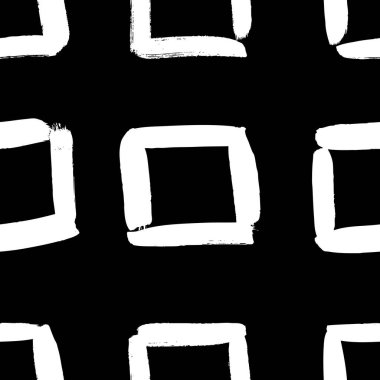 Siyah beyaz kareler çizerek kusursuz desenler çiz. El çizimi soyut illüstrasyon grunge elementleri. Tasarım için vektör soyut nesneler 