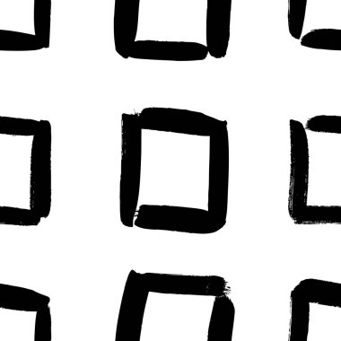 Siyah beyaz kareler çizerek kusursuz desenler çiz. El çizimi soyut illüstrasyon grunge elementleri. Tasarım için vektör soyut nesneler 