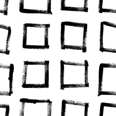 Siyah beyaz kareler çizerek kusursuz desenler çiz. El çizimi soyut illüstrasyon grunge elementleri. Tasarım için vektör soyut nesneler 