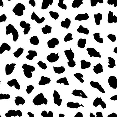 Elle çizilmiş siyah ve beyaz damlalarla kusursuz bir desen. Tasarımınız için nesneleri boyayın. Vektör sanat çizimi. Fırça grunge illüstrasyonu