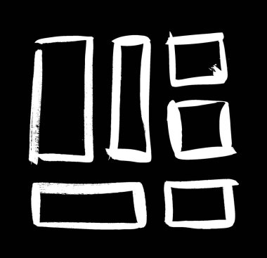 Siyah beyaz karelerden oluşan bir çizim seti. El çizimi soyut illüstrasyon grunge elementleri. Tasarım için vektör soyut nesneler 