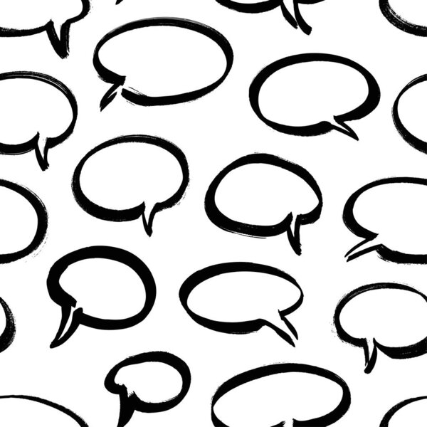 Речь черного пузыря на белом фоне. Набор Grand Vector. Бесшовный рисунок краски. Концепция формы для дизайна