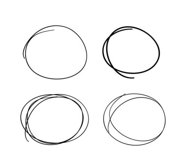 Tasarım için el çizimi nesneler. Siyah Vektör şeffaf arkaplanda daireler çiziyor. Soyut çizim. Sanatsal çizim grunge elementleri