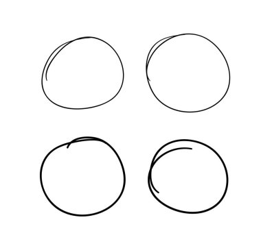 Tasarım için el çizimi nesneler. Siyah Vektör şeffaf arkaplanda daireler çiziyor. Soyut çizim. Sanatsal çizim grunge elementleri