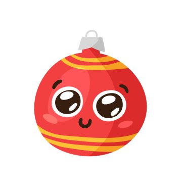 Beyaz arka planda Noel Emoji Balosu çizilmiş. Yaratıcı düz sanat. Gerçek vektör çizim oyuncağı. Çizgi film Karakteri Duygusallığı