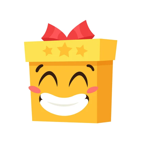 Caja Regalo Emoji Navidad Dibujada Mano Sobre Fondo Blanco Arte — Vector de stock