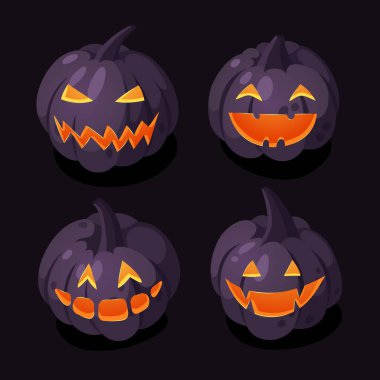 Çizgi film karakteri Jack-o-fener. El yapımı Cadılar Bayramı sebzesi. Sonbahar Vektörü taze çiziyor