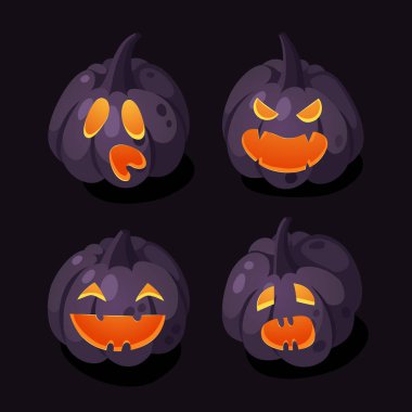 Çizgi film karakteri Jack-o-fener. El yapımı Cadılar Bayramı sebzesi. Sonbahar Vektörü taze çiziyor