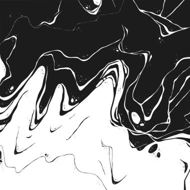 Soyut Vektör Arkaplan Jüpiter Yüzeyi. Marbel desenli el çizimi. Moda Çizimi Siyah ve Beyaz Sıvı Boya Mürekkebi